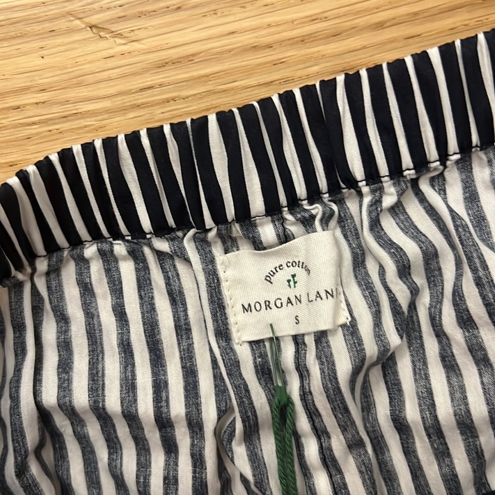 NWT Morgan Lane Gina Nessa Striped Ruffle-Trim Pajama Set - Picture 10 of 12
